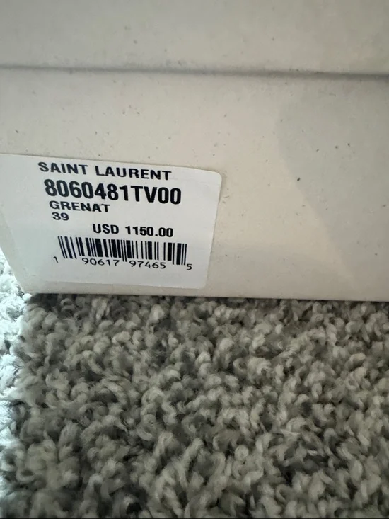 Saint Laurent La Scandale Grenat Patent Leather Slingback Square Peep Toe - Picture 4 of 7